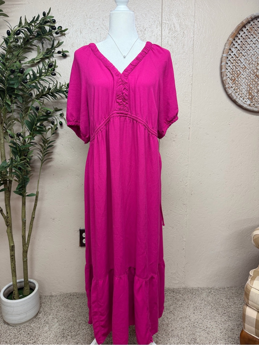 Ingrid & Isabel Hot Pink V-Neck Maxi Dress